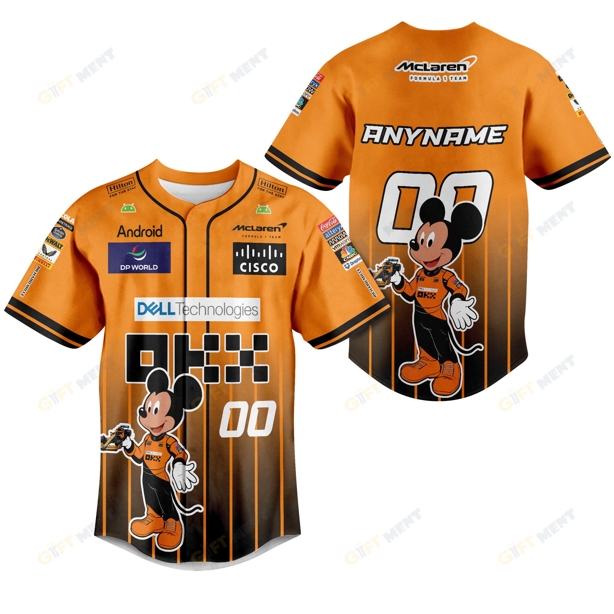 Personalized McLaren F1 Team x Mickey baseball jersey