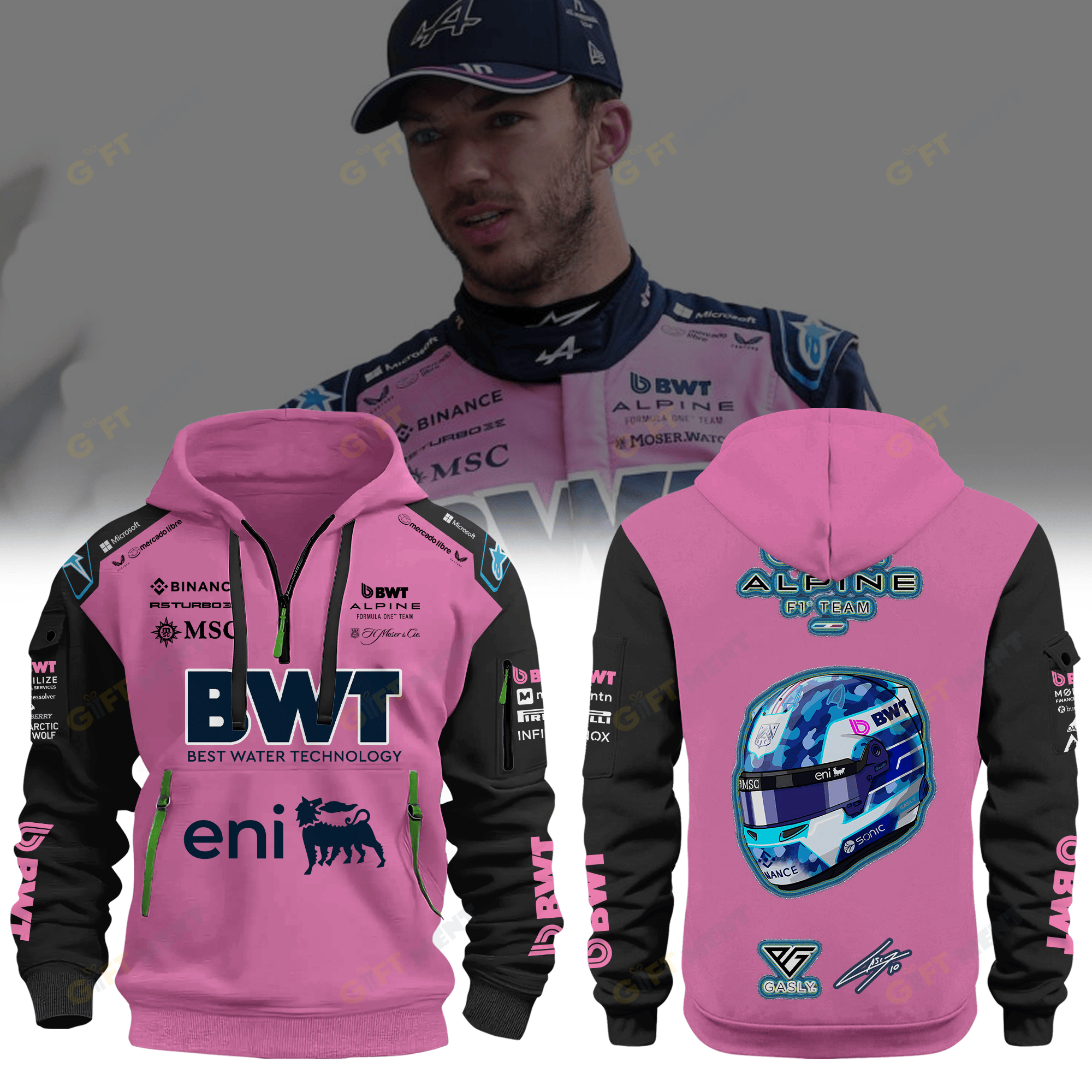 BWT Alpine Pierre Gasly Half Zip Premium Hoodie