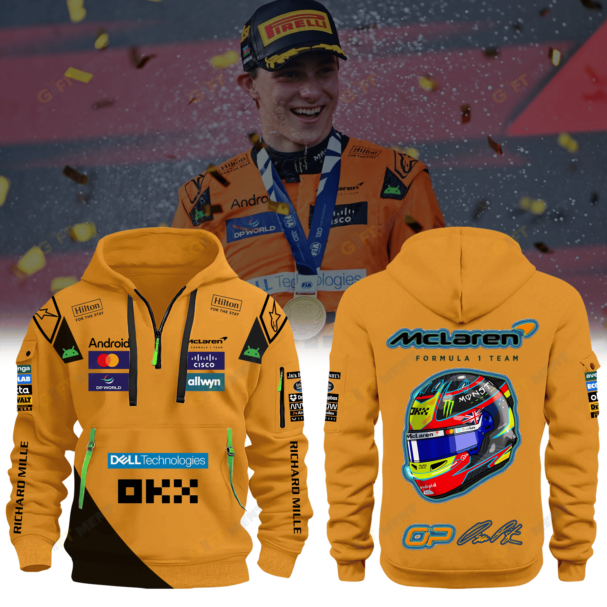 McLaren Oscar Piastri Half Zip Premium Hoodie