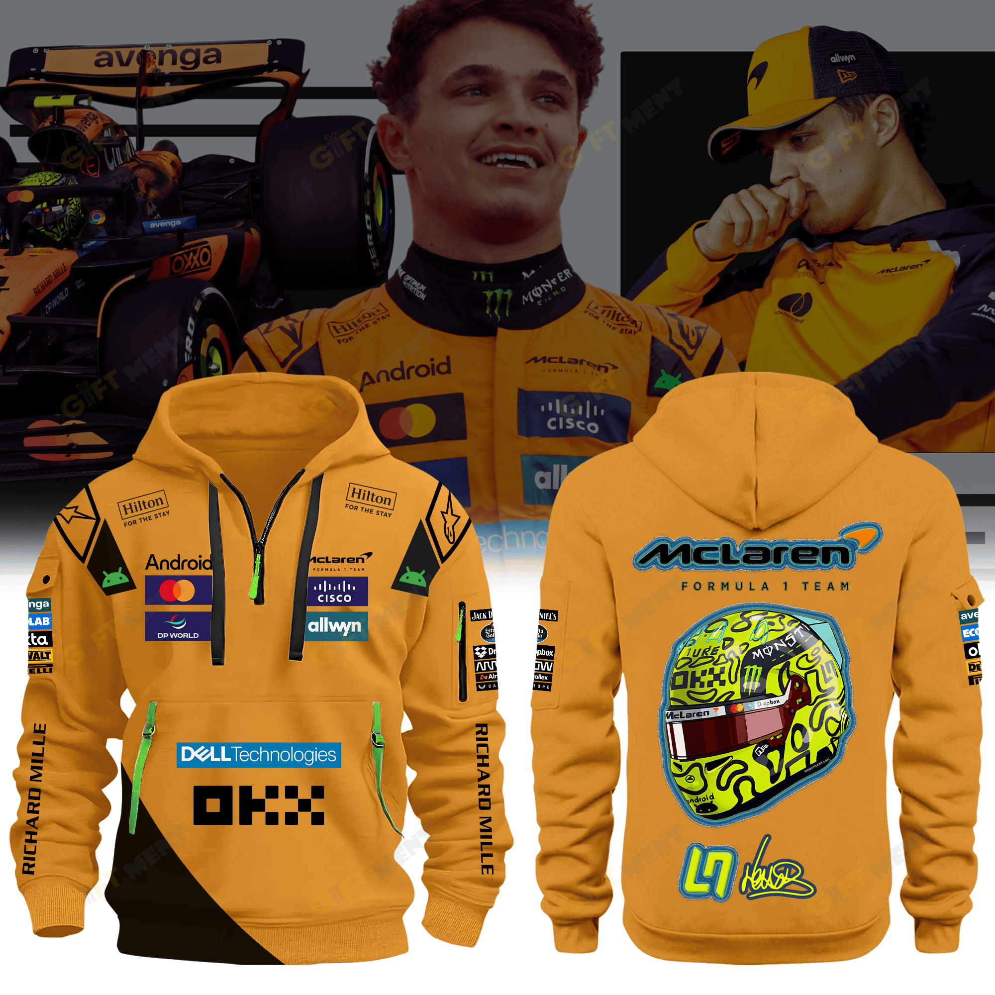 McLaren Lando Norris Half Zip Premium Hoodie