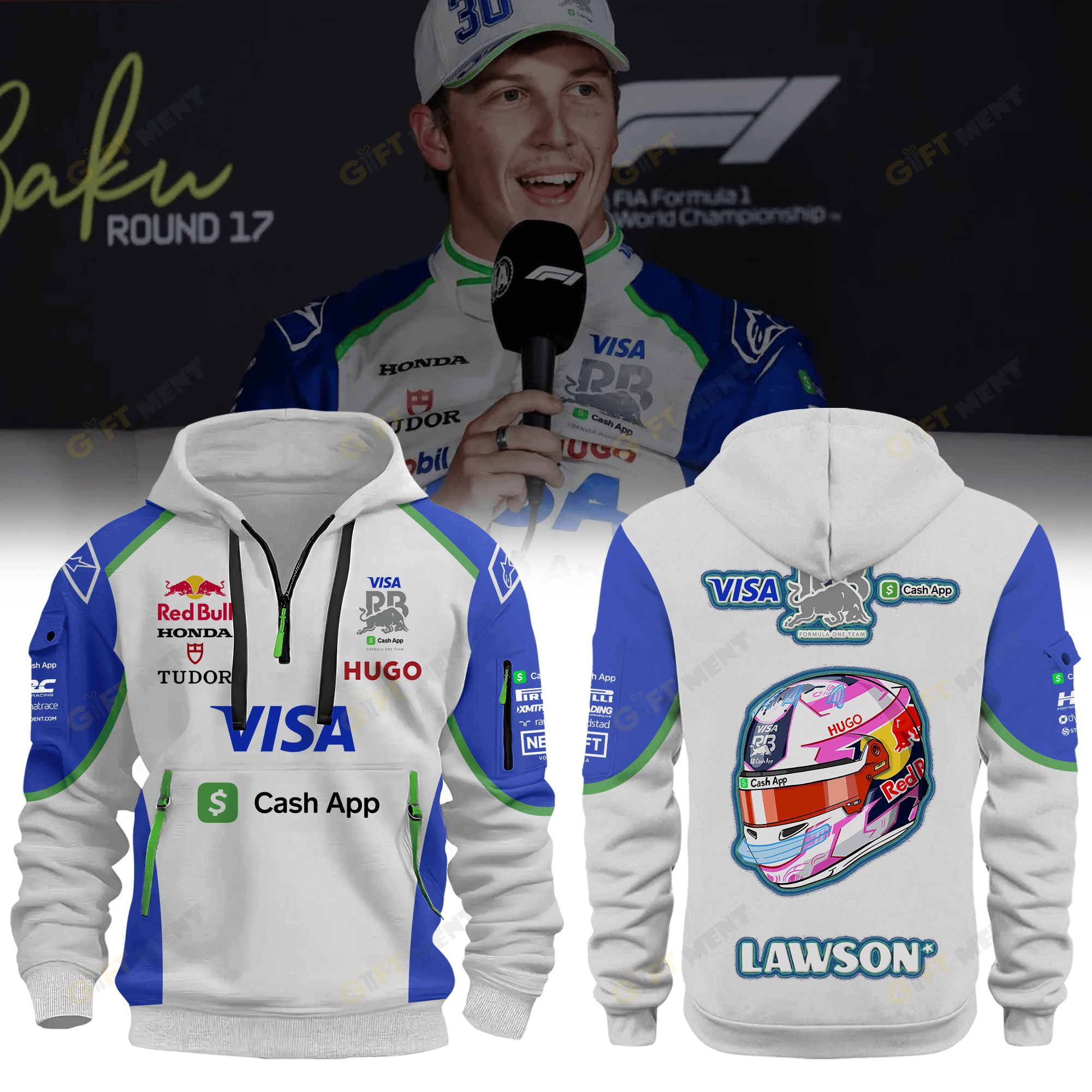 Racing Bulls Liam Lawson Half Zip Premium Hoodie