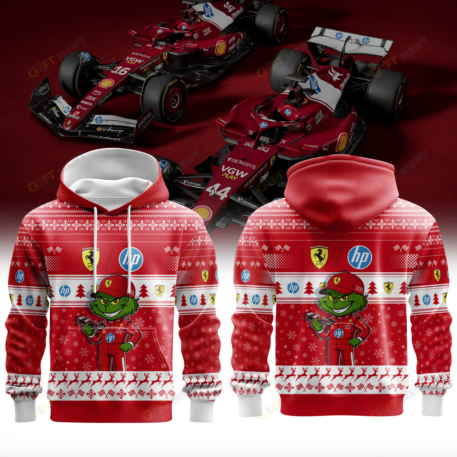 Scuderia Ferrari × Grinch Christmas Hoodie | Holiday Mischief Meets Pure Racing Spirit