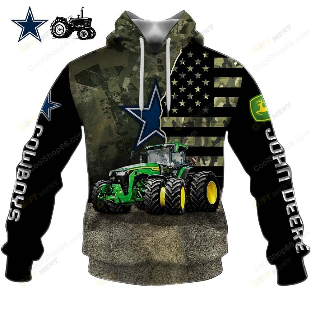 Dallas Cowboys x John Deere Hoodie | Funny Green Character Premium Hoodie