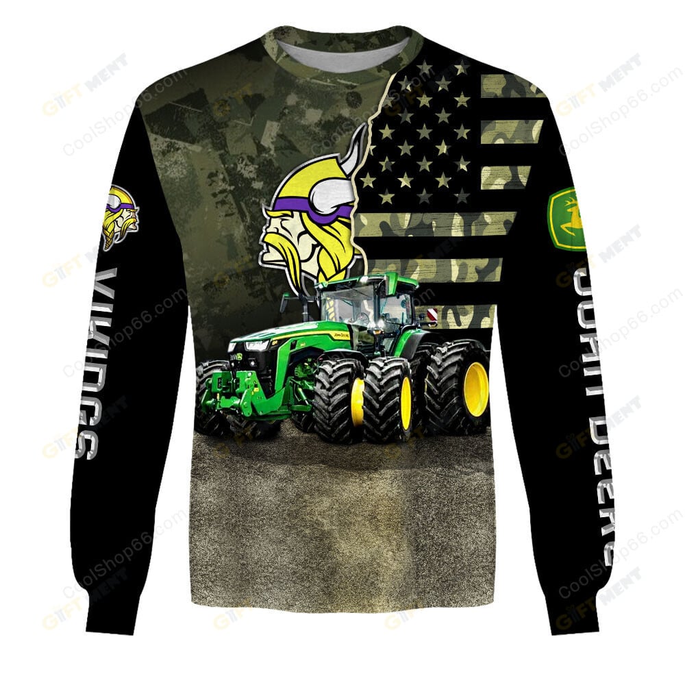 Minnesota Vikings x John Deere Hoodie | Funny Green Character Premium Hoodie