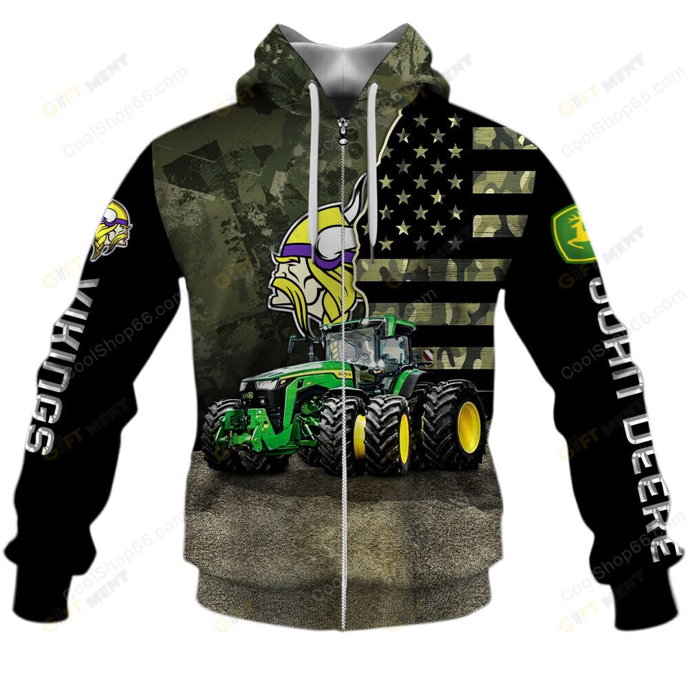Minnesota Vikings x John Deere Hoodie | Funny Green Character Premium Hoodie