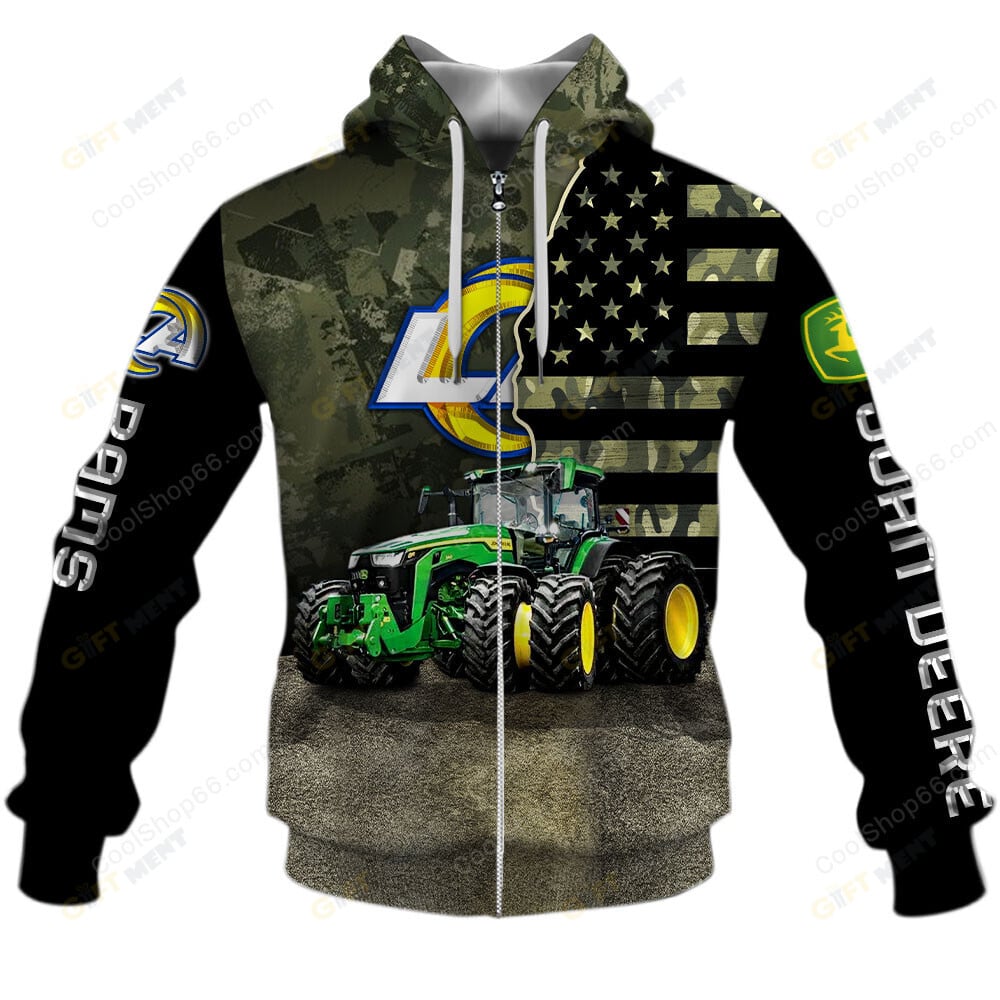 Los Angeles Rams x John Deere Hoodie | Funny Green Character Premium Hoodie
