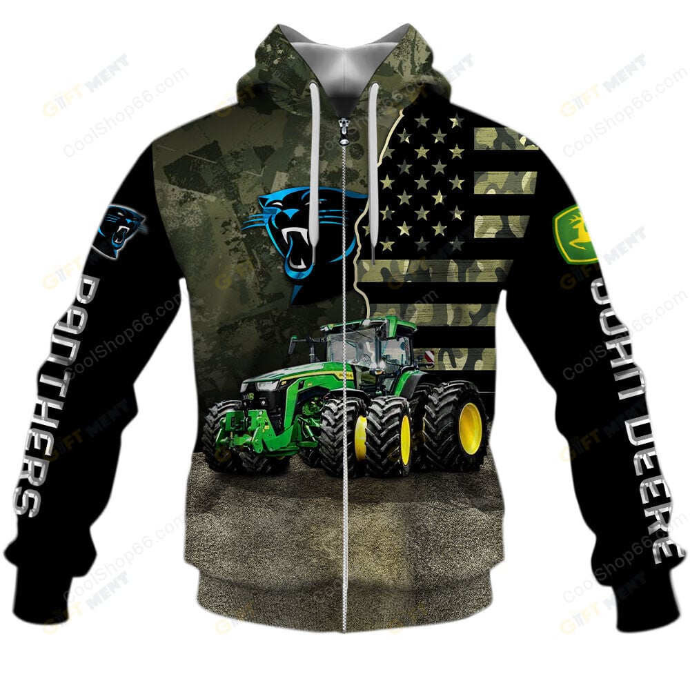 Carolina Panthers x John Deere Hoodie | Funny Green Character Premium Hoodie