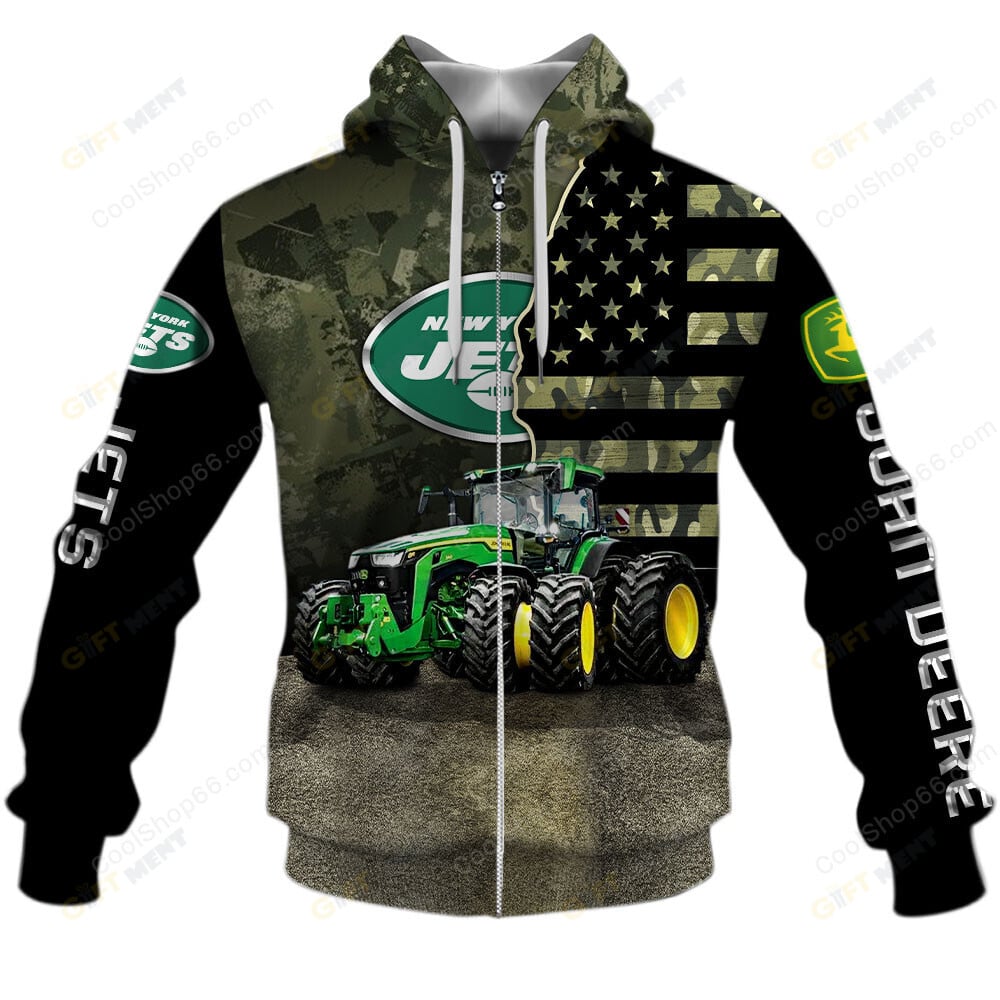 New York Jets x John Deere Hoodie | Funny Green Character Premium Hoodie