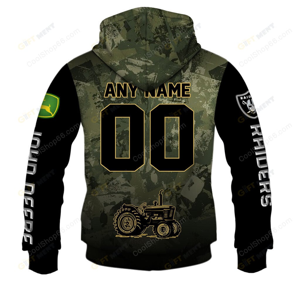 Las Vegas Raiders x John Deere Hoodie | Funny Green Character Premium Hoodie