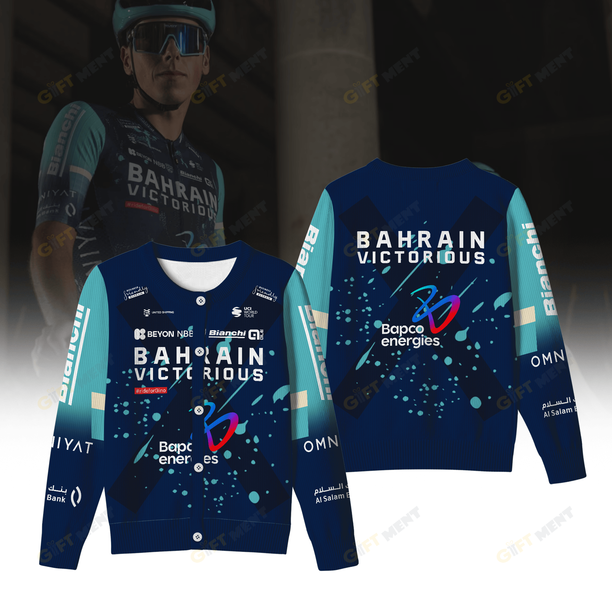 Bahrain Victorious Inspired Crewneck Cardigan Pro Cycling Style