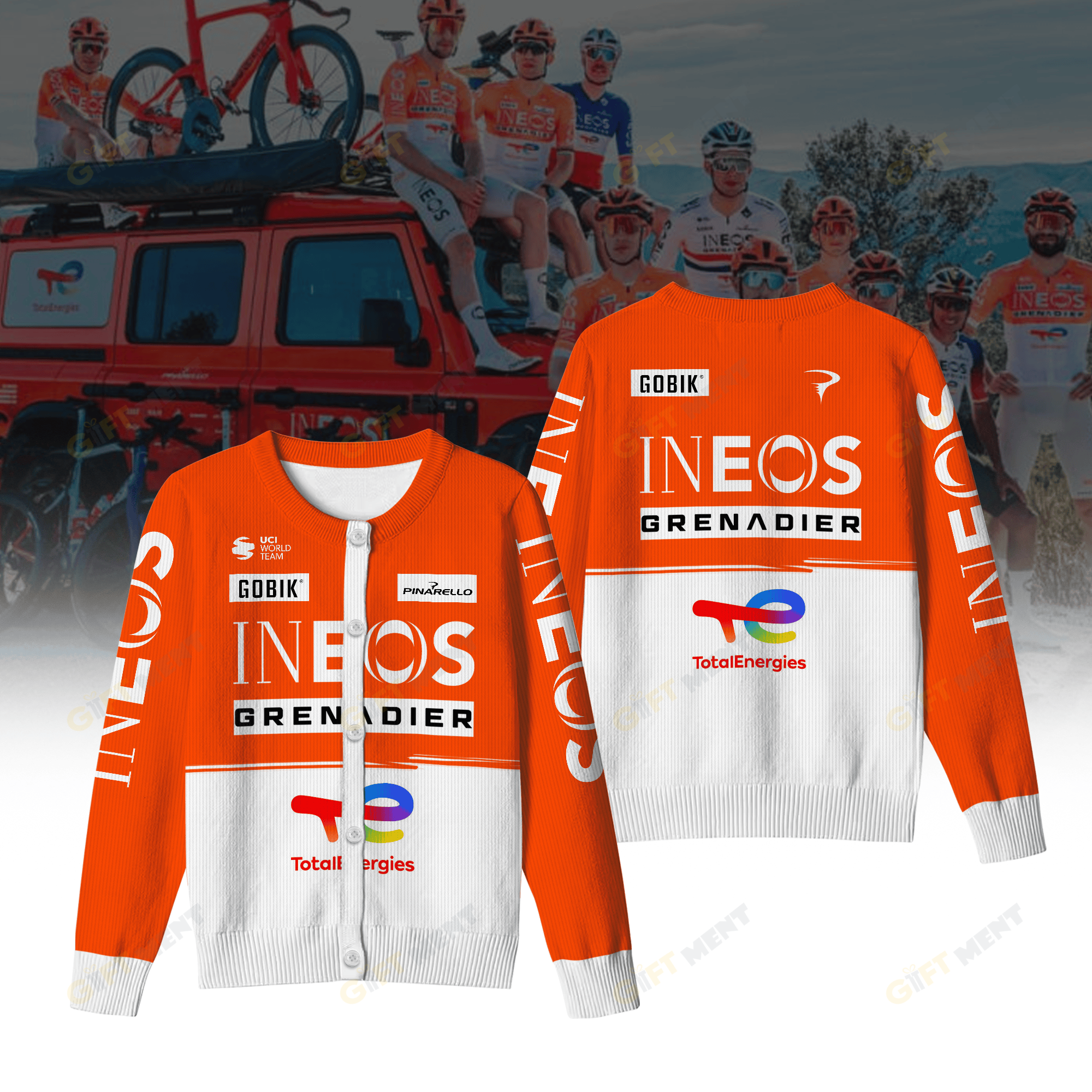 Ineos Grenadiers Inspired Crewneck Cardigan Pro Cycling Style