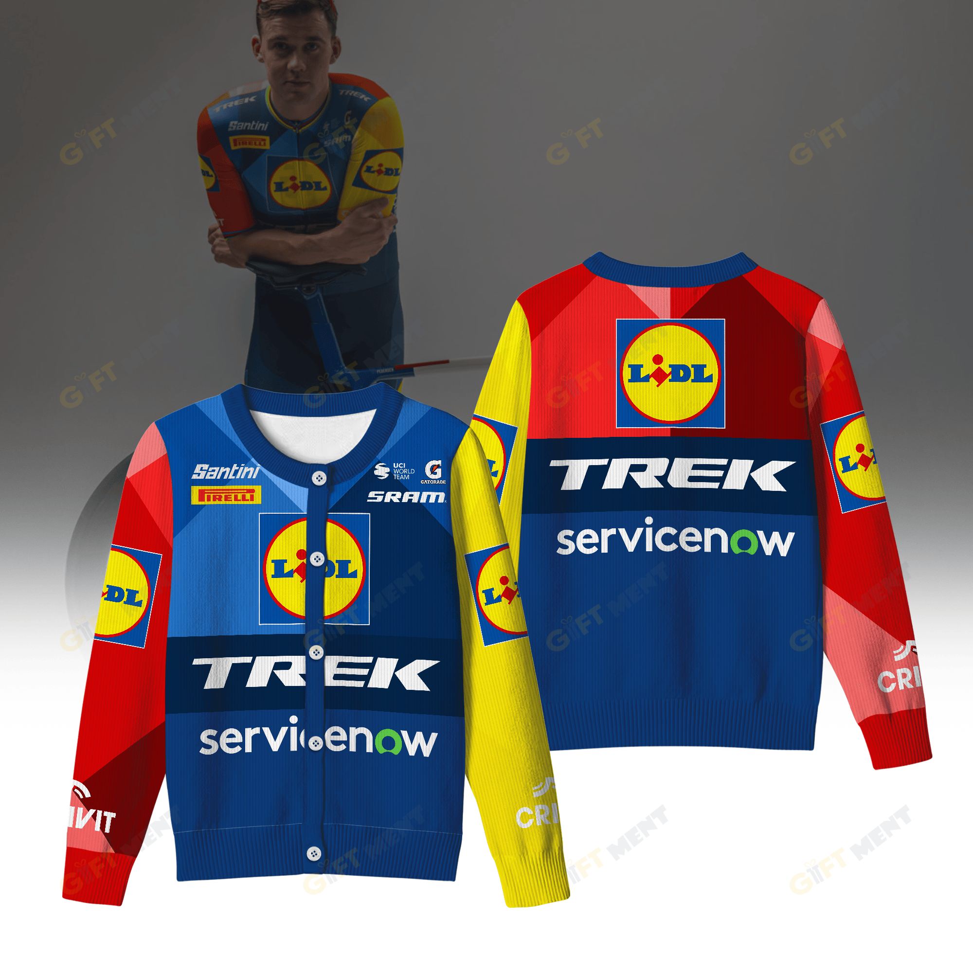 Lidl Trek Inspired Crewneck Cardigan Pro Cycling Style
