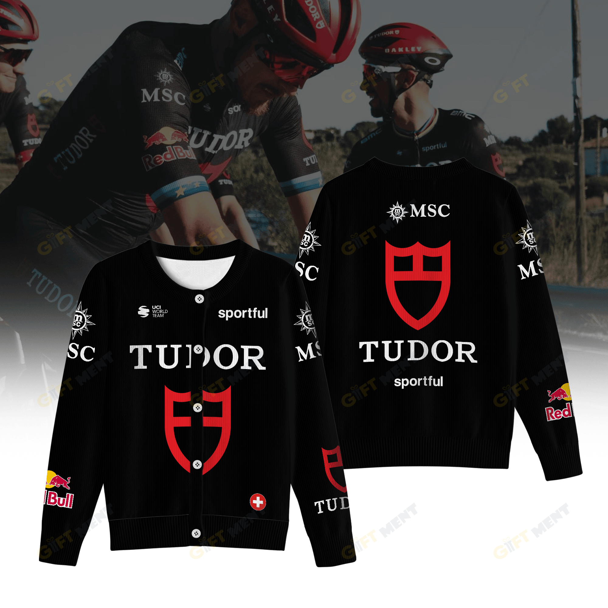 Tudor Pro Cycling Team Inspired Crewneck Cardigan Pro Cycling Style