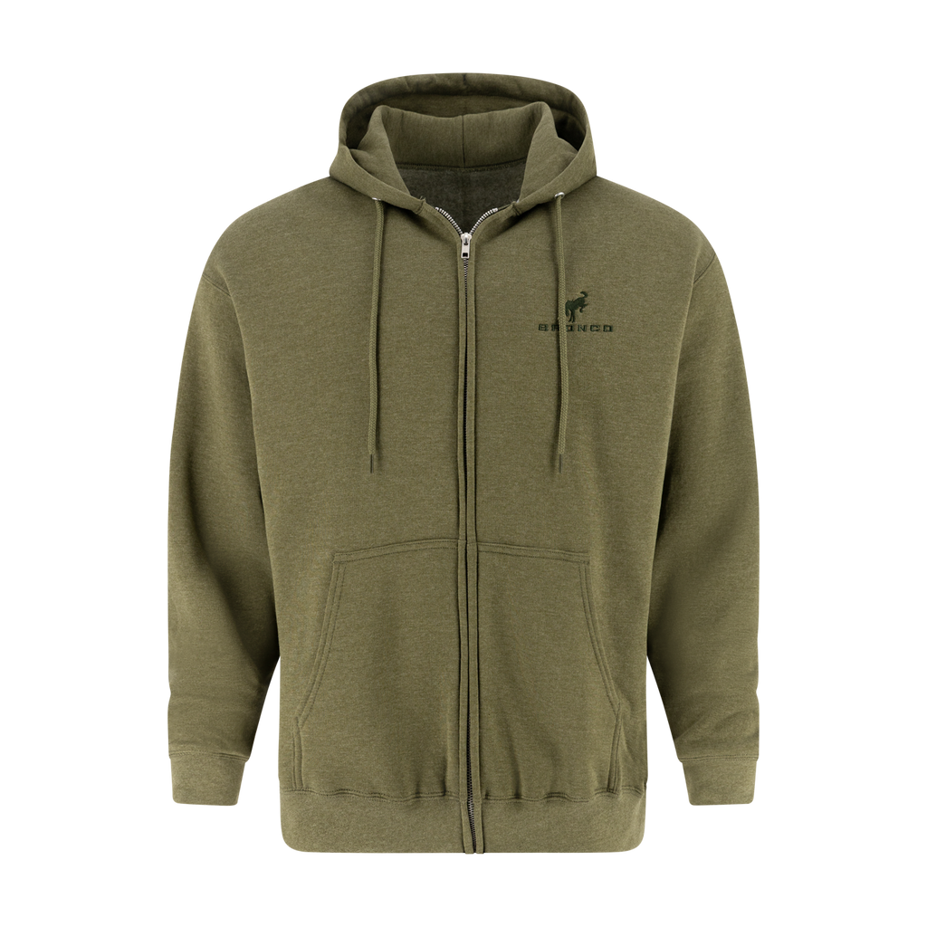 Ford Bronco Mens Dark Green Zip Up Hoodie