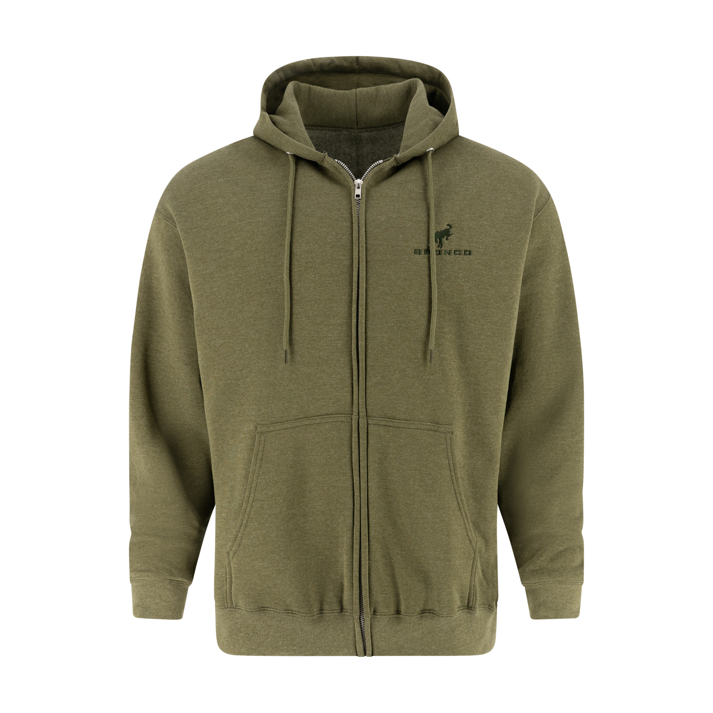 Ford Bronco Mens Dark Green Zip Up Hoodie