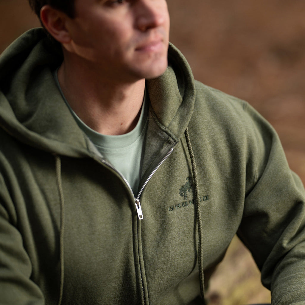 Ford Bronco Mens Dark Green Zip Up Hoodie