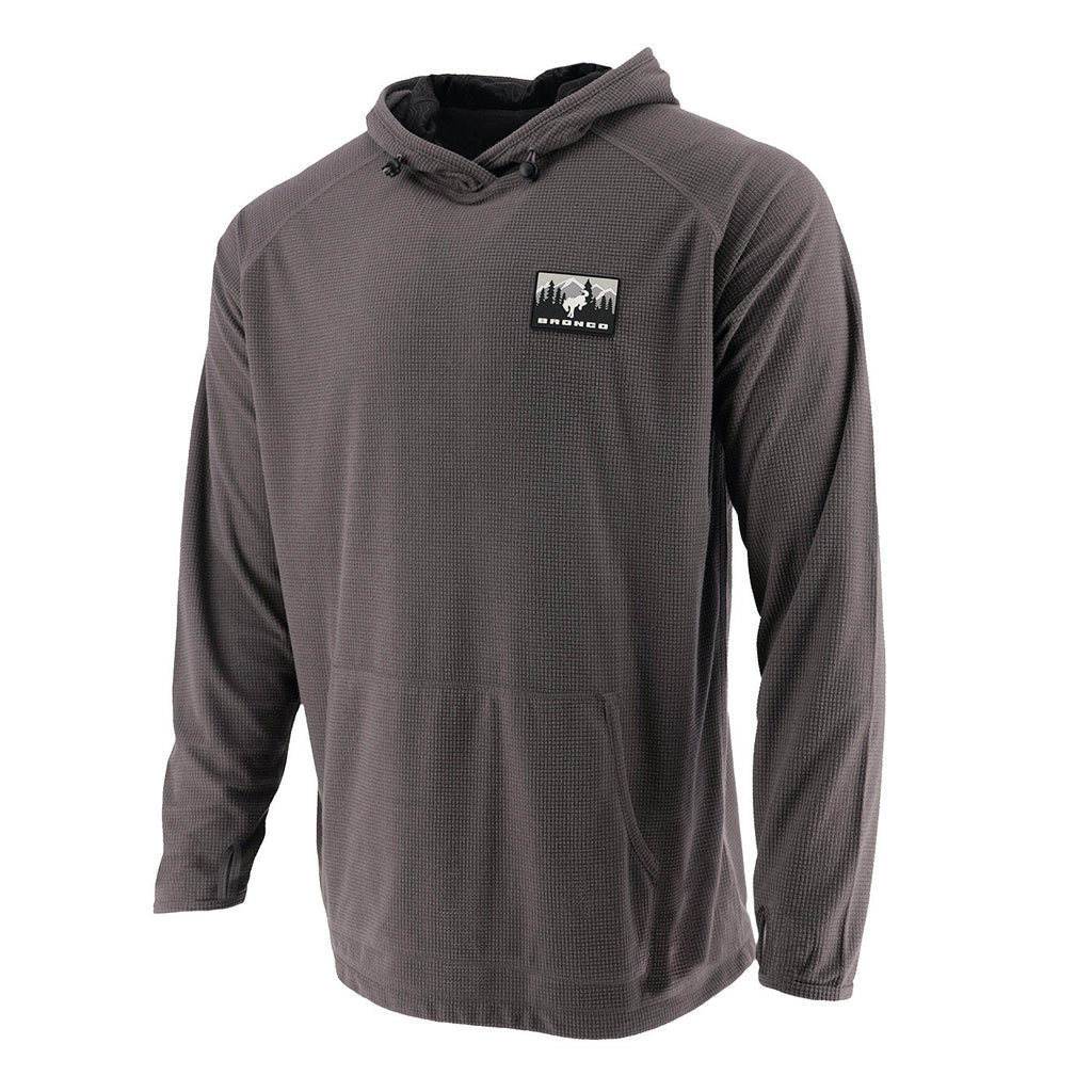 Ford Bronco Mens Gray Grided Fleece Hoodie