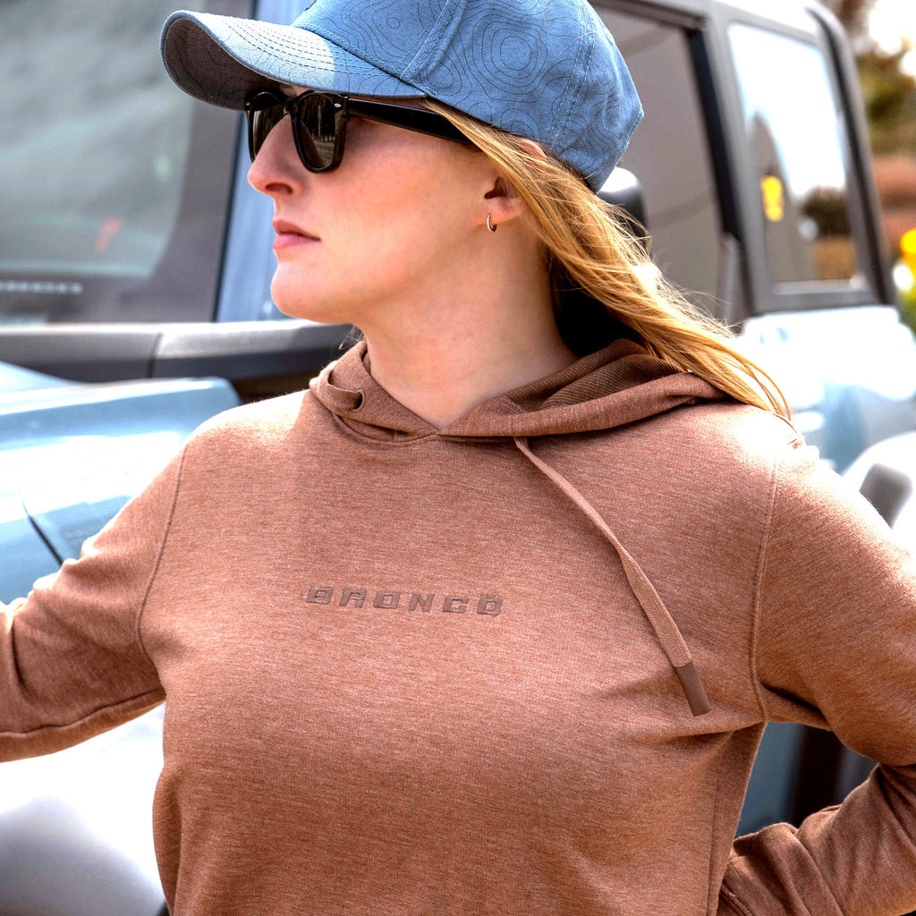 Ford Bronco Burnt Sienna Womens Lightweight Fleece Hoodie