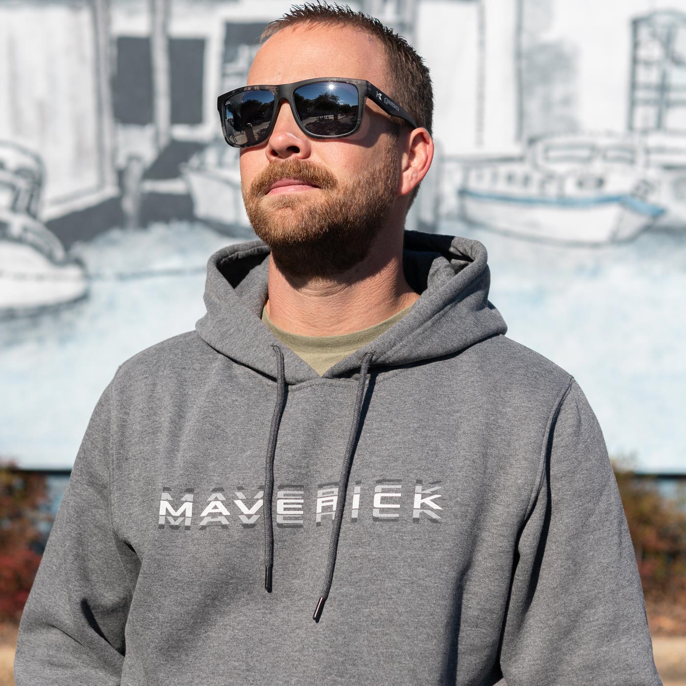 Ford Maverick Logo Mens Charcoal Gray Pullover Hoodie