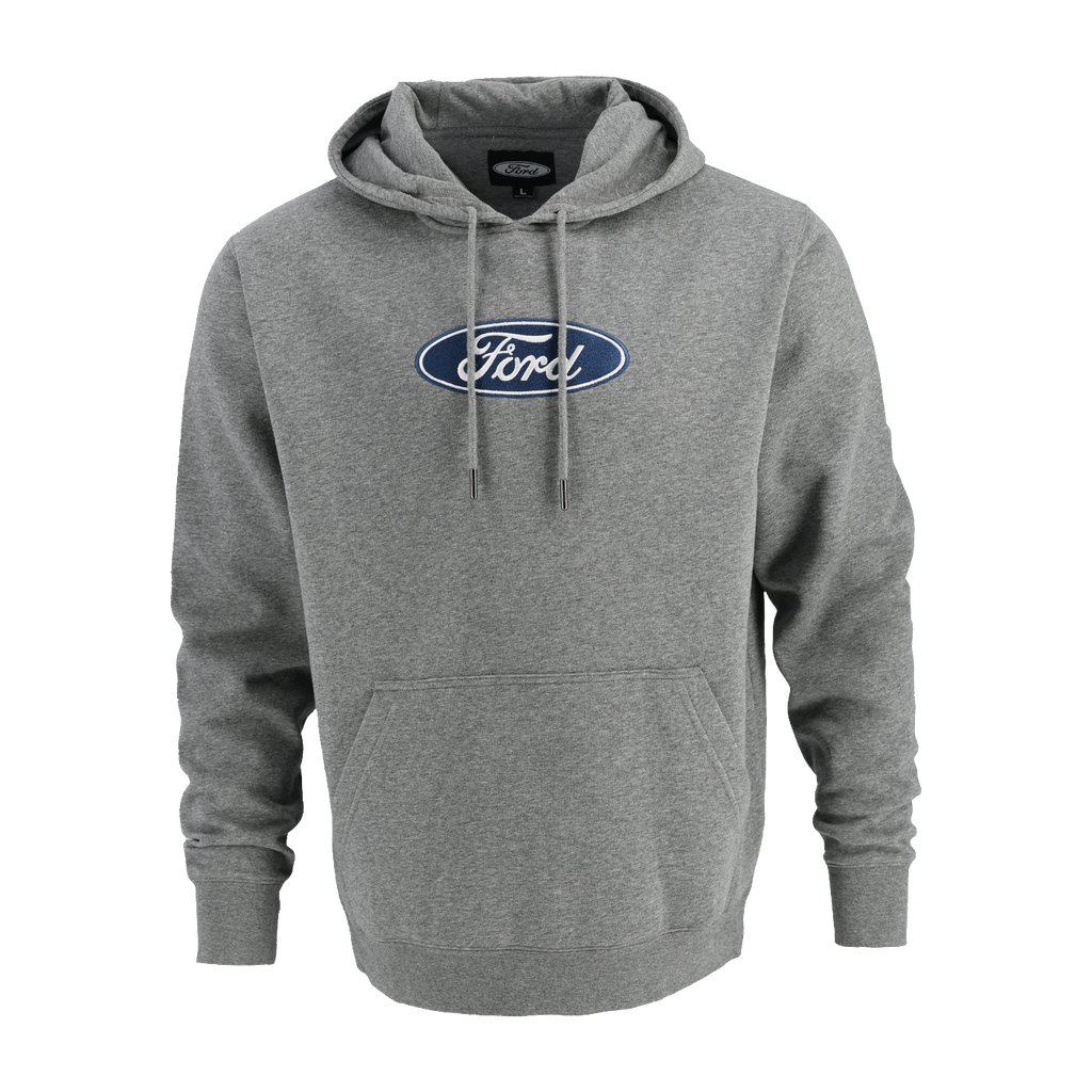 Ford Oval Mens Gray Pullover Fleece Hoodie