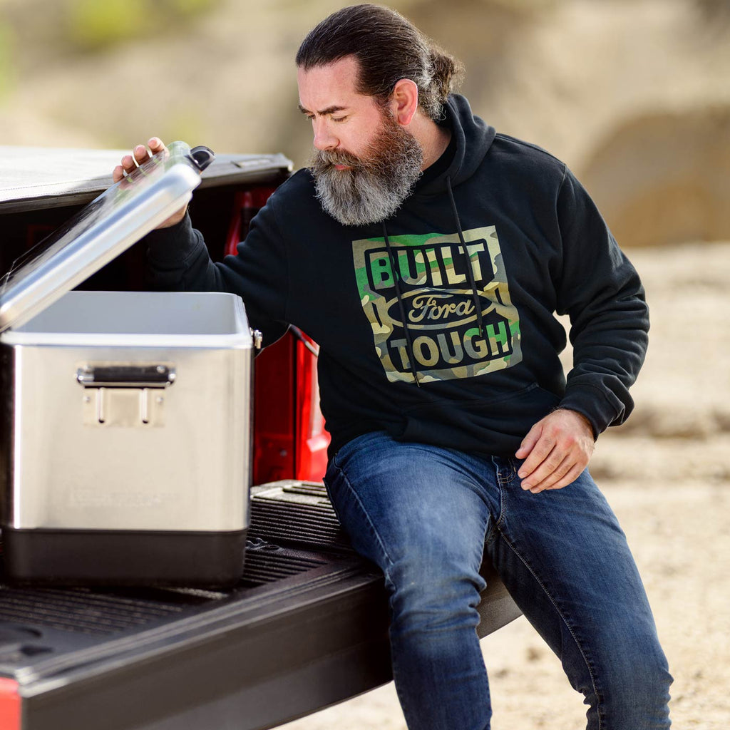 Built Ford Tough Mens Camo Logo Fleece Hoodie